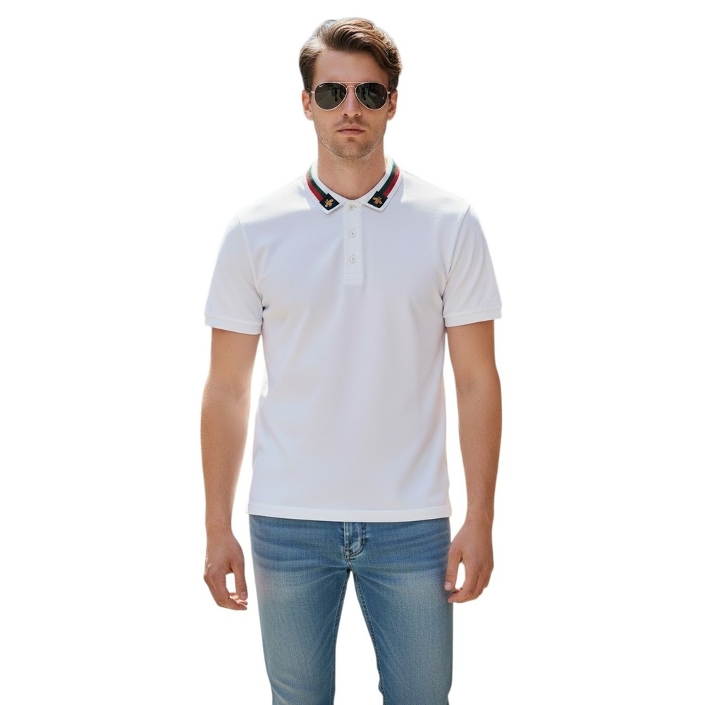 Gucci Mens size XL Preppy Old Money Designer Bee Collar Polo Coastal New England